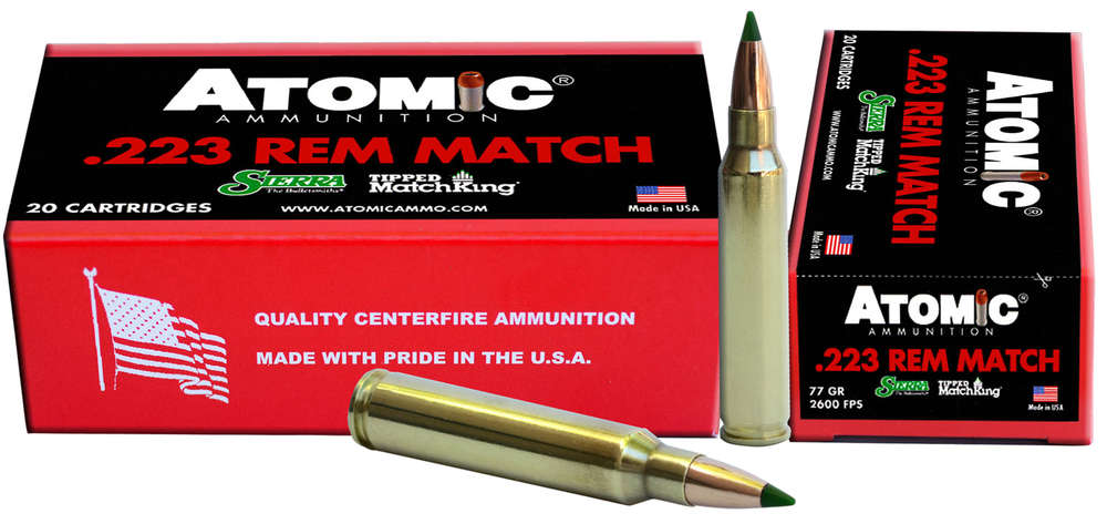 Ammunition Atomic Ammunition 1155 ft lbs 223Rem ATOMIC 00459 223         77  MATCHKING       20/10 • Model: 1155 ft lbs